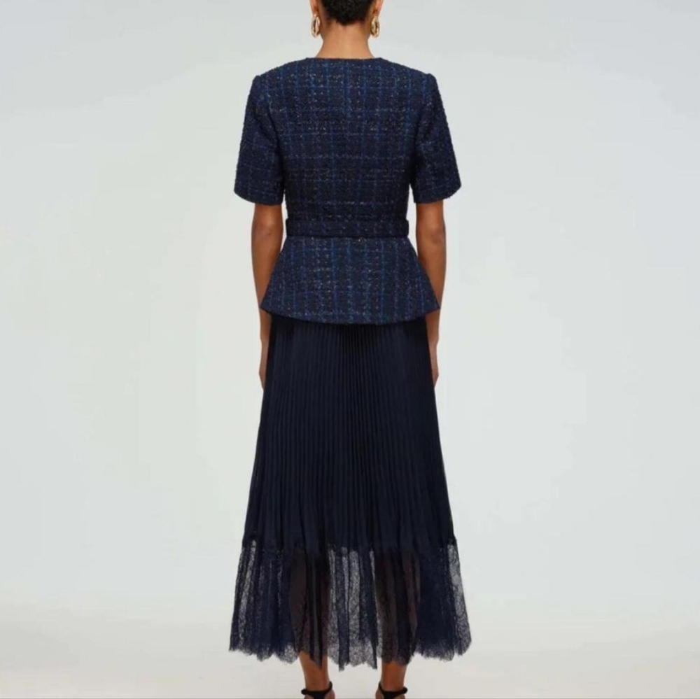 Self-Portrait Blue Metallic Boulce Midi Dress - Picture 4 of 7